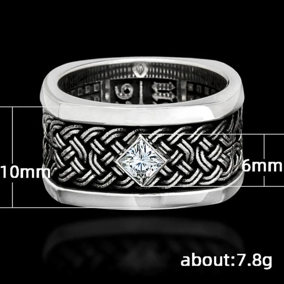 ✨925 Silver Plated Unique Black Huge Heavy Men Ring, MLNN1239 - Picture 3 of 4